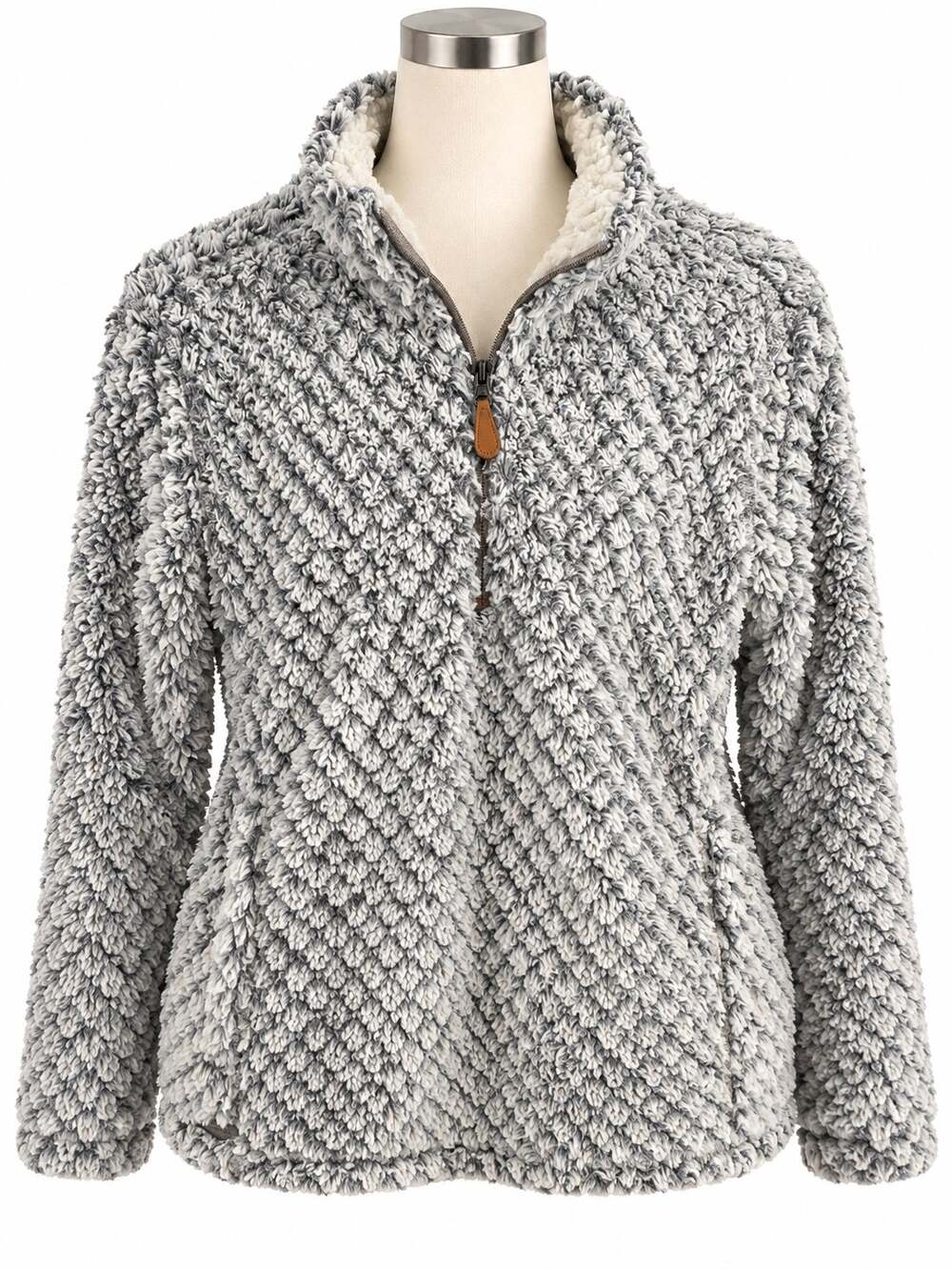 Simply Southern Sherpa Fleece Pullover Quarter Zip Cozy Warm Gray Womens Medium
